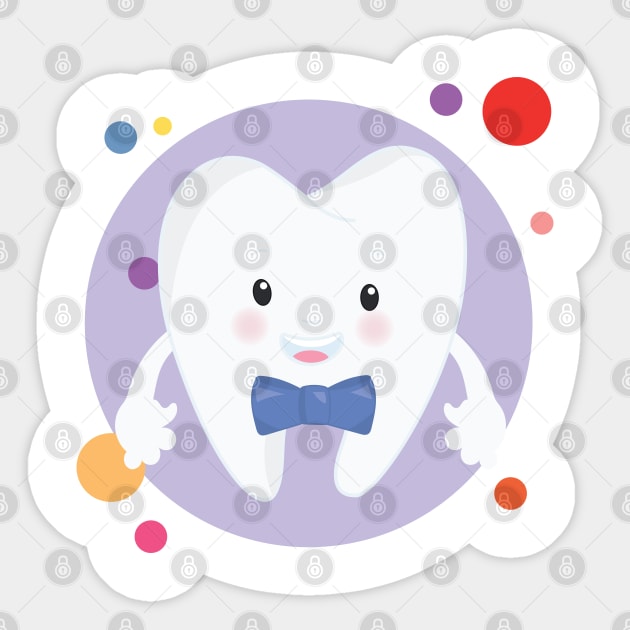 Cute Adorable Gentleman Tooth Kawaii Design Sticker by The Little Store Of Magic